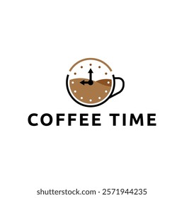 Simple coffee time flat logo illustration.