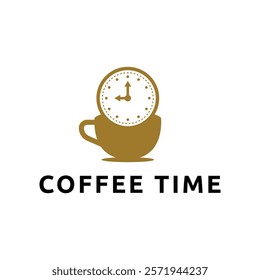 Simple coffee time flat logo illustration.