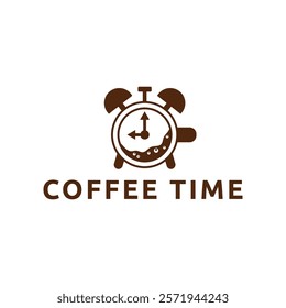 Simple coffee time flat logo illustration.