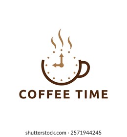 Simple coffee time flat logo illustration.