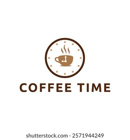 Simple coffee time flat logo illustration.