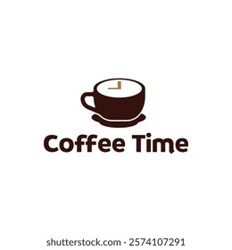 Simple coffee time flat logo illustration.