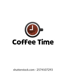 Simple coffee time flat logo illustration.