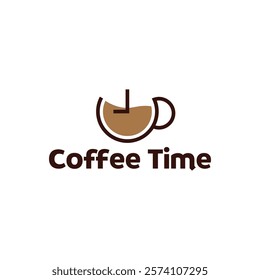 Simple coffee time flat logo illustration.