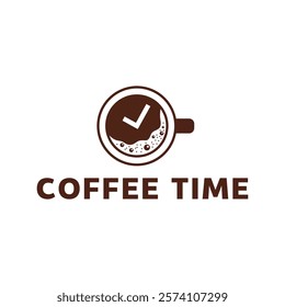 Simple coffee time flat logo illustration.