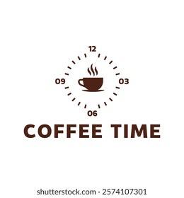 Simple coffee time flat logo illustration.