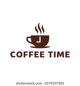 Simple coffee time flat logo illustration.