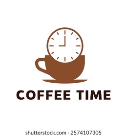 Simple coffee time flat logo illustration.