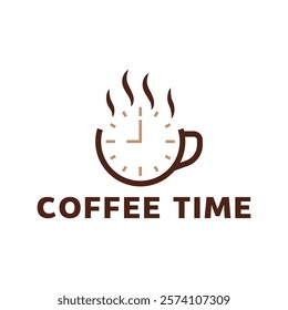 Simple coffee time flat logo illustration.