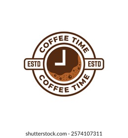 Simple coffee time flat logo illustration.