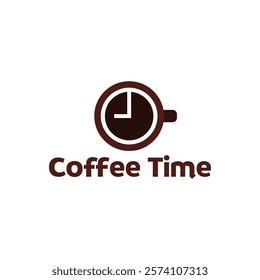 Simple coffee time flat logo illustration.