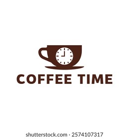 Simple coffee time flat logo illustration.