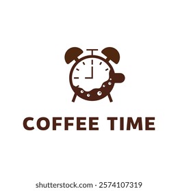 Simple coffee time flat logo illustration.