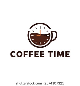 Simple coffee time flat logo illustration.