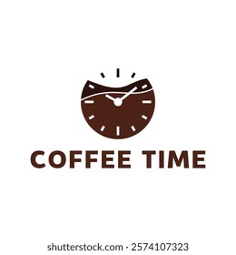 Simple coffee time flat logo illustration.