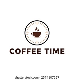 Simple coffee time flat logo illustration.