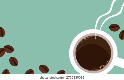 Ilustración de tiempo de café simple con espacio de copia