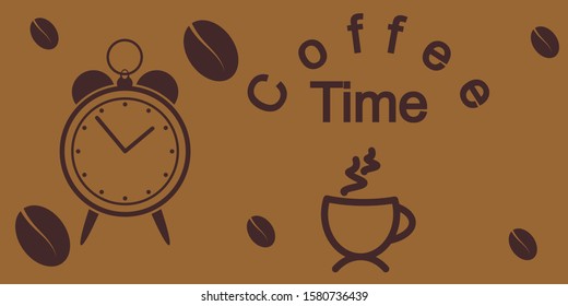 Diseño de fondo de ilustración vectorial de tiempo de café simple