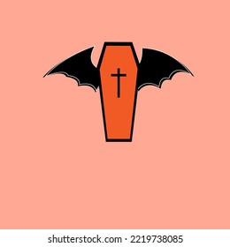 einfache Sarg-Illustration mit Fledermausdesign
