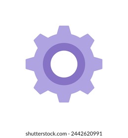 Simple cog wheel gear mechanism vector flat illustration. Machinery industrial engineering motion progress development isolated. Circled metallic toothed element. Rotation detail for connection