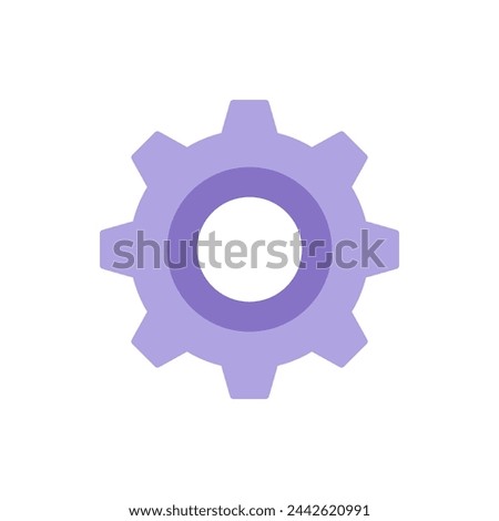 Simple cog wheel gear mechanism vector flat illustration. Machinery industrial engineering motion progress development isolated. Circled metallic toothed element. Rotation detail for connection