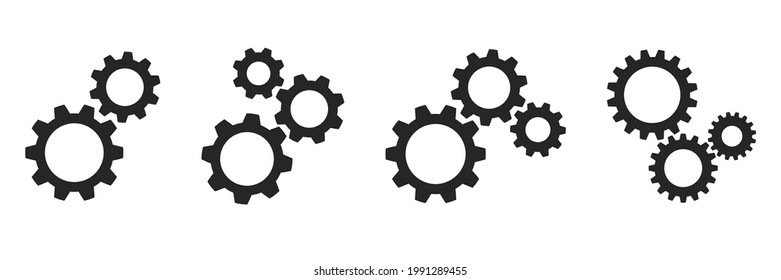 Simple cogwheel collection. Gear wheel vector icon set. Gear mechanism, progress, construction concept, or UI element. Vector illustration