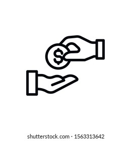 Simple coin line icon. Stroke pictogram. Vector illustration isolated on a white background. Premium quality symbol. Vector sign for mobile app and web sites