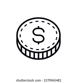Simple coin line icon. Stroke pictogram. Vector illustration isolated on a white background. Premium quality symbol. Vector sign for mobile app and web sites