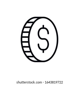 Icono simple de línea de monedas. Pictograma de trazo. Ilustración vectorial aislada en un fondo blanco. Símbolo de calidad superior. Signo de vector para aplicaciones móviles y sitios web