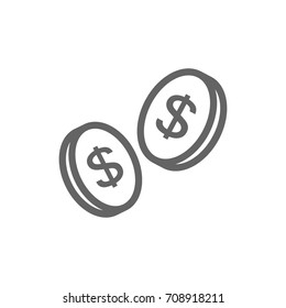 Simple coins line icon. Symbol and sign vector illustration design. Editable Stroke. Isolated on white background