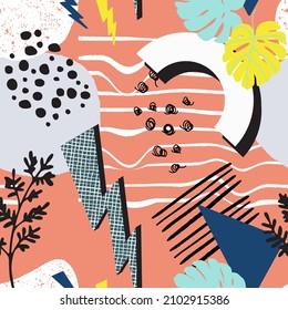 Simple collage jungle collection, tropical summer design 