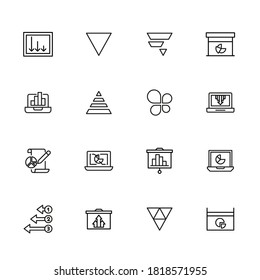 Simple collection of analysis related line icons. Thin line vector set of signs for infographic, logo, app development and website design. Premium symbols isolated on a white background.