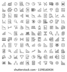 Simple collection of analytic related line icons. Thin line vector set of signs for infographic, logo, app development and website design. Premium symbols isolated on a white background.