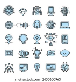 Simple collection of Artificial intelligence and Technology Related Vector Line Icons illustration design