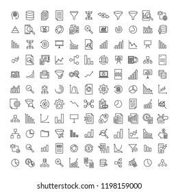 Simple collection of big data related line icons. Thin line vector set of signs for infographic, logo, app development and website design. Premium symbols isolated on a white background.