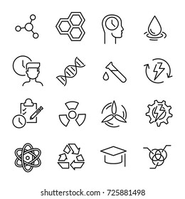 Simple collection of biotechnology related line icons. Thin line vector set of signs for infographic, logo, app development and website design. Premium symbols isolated on a white background.