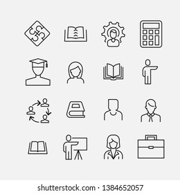 Simple collection of business training related line icons. Thin line vector set of signs for infographic, logo, app development and website design. Premium symbols isolated on a white background.