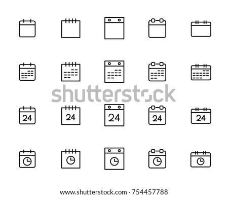 Simple collection of calendar related line icons. Thin line vector set of signs for infographic, logo, app development and website design. Premium symbols isolated on a white background.