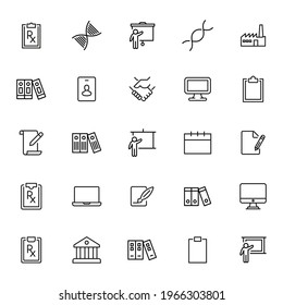 Simple collection of career related line icons. Thin line vector set of signs for infographic, logo, app development and website design. Premium symbols isolated on a white background.