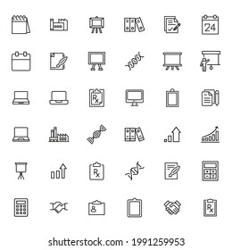 Simple collection of career related line icons. Thin line vector set of signs for infographic, logo, app development and website design. Premium symbols isolated on a white background.