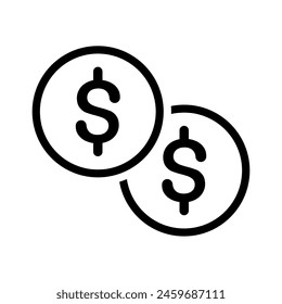Simple collection of coins related line icons. Vector of thin line signs for infographics, logos, app development and website design.