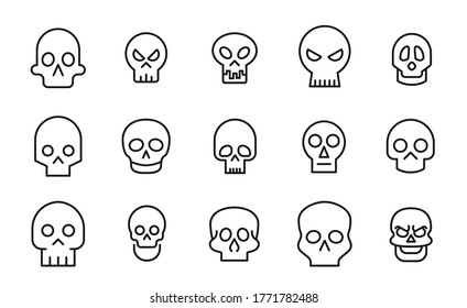 Simple collection of death related line icons. Thin line vector set of signs for infographic, logo, app development and website design. Premium symbols isolated on a white background.