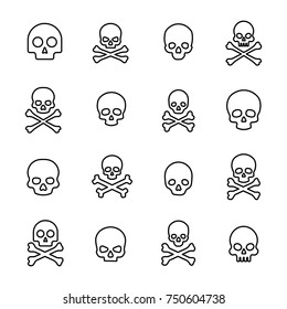 Simple collection of death related line icons. Thin line vector set of signs for infographic, logo, app development and website design. Premium symbols isolated on a white background.