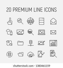 Simple collection of development related line icons. Thin line vector set of signs for infographic, logo, app development and website design. Premium symbols isolated on a white background.