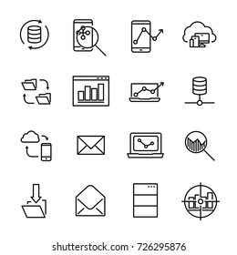 Simple collection of development related line icons. Thin line vector set of signs for infographic, logo, app development and website design. Premium symbols isolated on a white background.