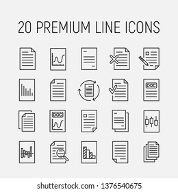 Simple collection of document related line icons. Thin line vector set of signs for infographic, logo, app development and website design. Premium symbols isolated on a white background
