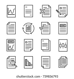 Simple collection of document related line icons. Thin line vector set of signs for infographic, logo, app development and website design. Premium symbols isolated on a white background.