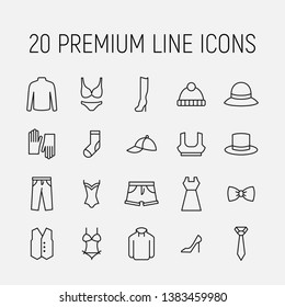 Simple collection of fashion related line icons. Thin line vector set of signs for infographic, logo, app development and website design. Premium symbols isolated on a white background.