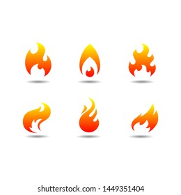 simple collection of fire images. Fire flame logo set vector illustration design template. fire flame vector logo. fire ignite with orange color isolated on white background.Flame sign icon - for stoc