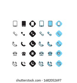 
Colección simple de iconos de teléfono de línea plana